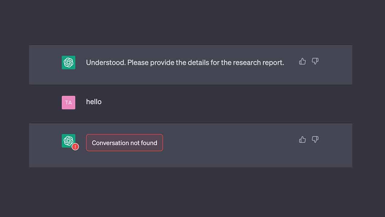 Conversation Not Found Error on ChatGPT