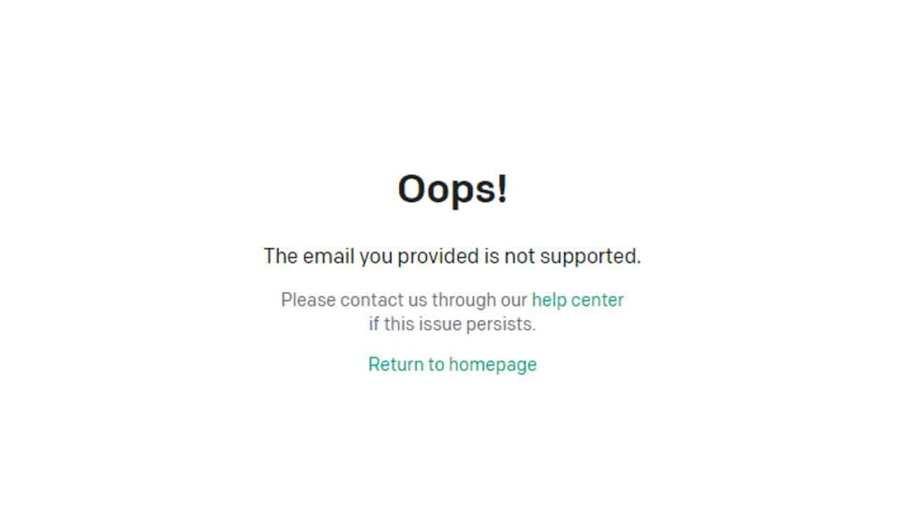 The Email You Provided is Not Supported ChatGPT Error