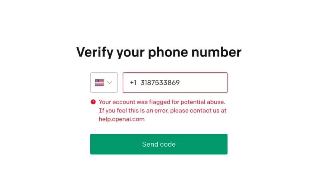 Your account was flagged for potential abuse ChatGPT error