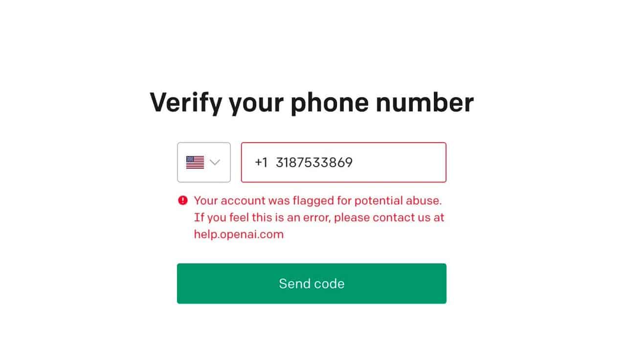 Your account was flagged for potential abuse ChatGPT error