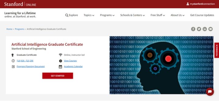 Artificial Intelligence Graduate Program by Stanford University School of Engineering